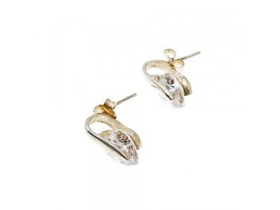 925 Sterling Silver CZ "Hearts" Stud Earrings