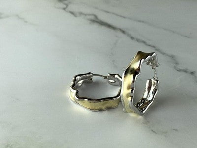 925 Sterling Silver Gold Plated Original Design Earrings Italy