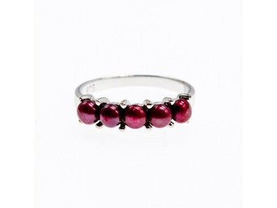 925 Sterling Silver Cherry Pearls Ring Size 7