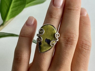 925 Sterling Silver Jasper Ring Size 5.5