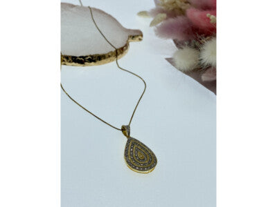 925 Sterling Silver Gold Plated CZ "Drop" Chain With Pendant