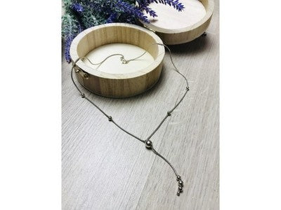 925 Sterling Silver Necklace with Beads Italy