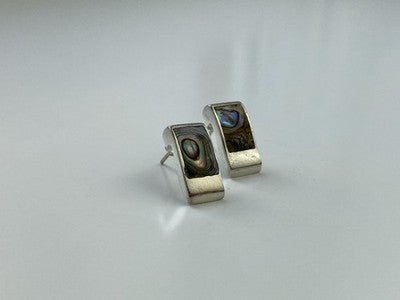 Vintage 925 Sterling Silver Haliotis Stud Earrings