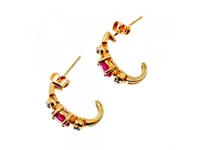 925 Sterling Silver Gold Plated Pink Topaz Stud Earrings