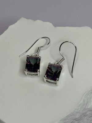 925 Sterling Silver Alexandrite Elegant Earrings Length 1.2 Inch