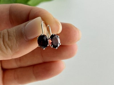 925 Sterling Silver Garnet Earrings