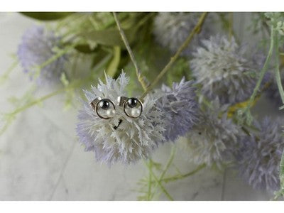 10K White Gold Pearls Earrings Italy