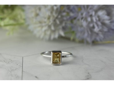 925 Sterling Silver Citrine Ring Size 7.5