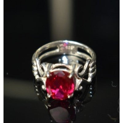 925 Sterling Silver Pink Topaz Ring Size 7