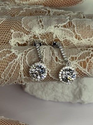 925 Sterling Silver Dream CZ Earrings Length 1.05 Inch