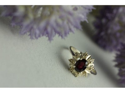 925 Sterling Silver Rubellite & CZ Ring Size 11