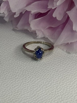 925 Sterling Silver Star Sapphire Ring Size 6.5