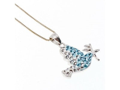 925 Sterling Silver CZ "Bird" Chain With Pendant Italy