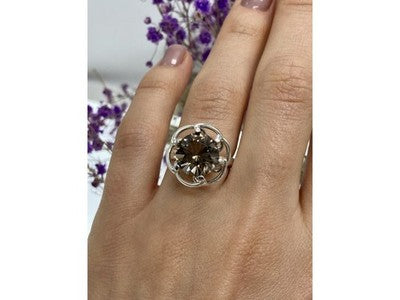 925 Sterling Silver Brown Tourmaline Ring Size 6.5