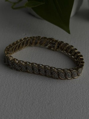925 Sterling Silver Gold Tone Diamond Tennis Bracelet 7