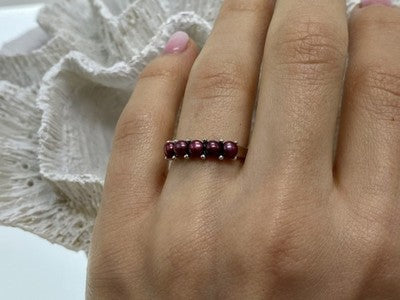925 Sterling Silver Cherry Pearls Ring Size 7