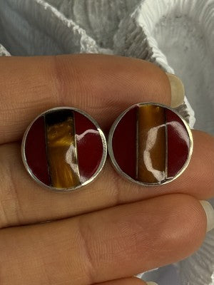 925 Sterling Silver Carnelian Earrings Length 0.70 Inch