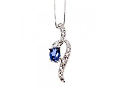 925 Sterling Silver London Blue & White Topaz Chain With Pendant