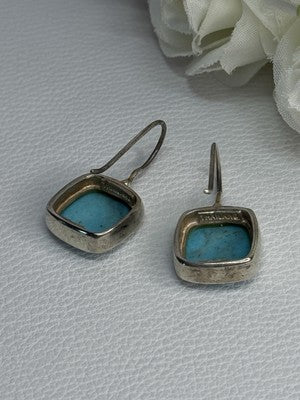 925 Sterling Silver Larimar Earrings Length 1.13 Inch