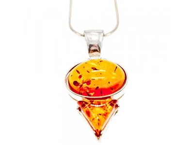 925 Sterling Silver Amber Chain With Pendant