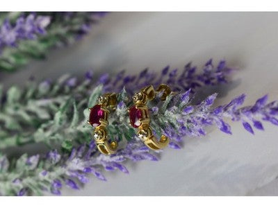 925 Sterling Silver Gold Plated Pink Topaz Stud Earrings