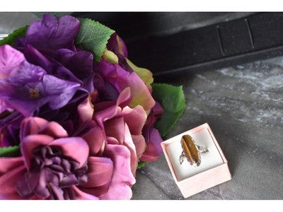 925 Sterling Silver Tiger'S Eye Ring Size 8