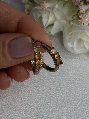 925 Sterling Silver Citrine Earrings Length 0.80 Inch
