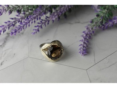 925 Sterling Silver Hessonite Ring Size 9