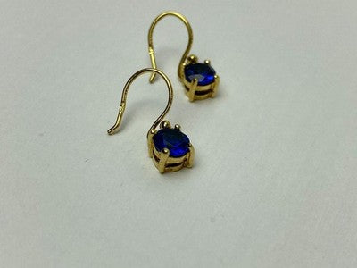 925 Sterling Silver Gold Plated Sapphire Spinel Earrings