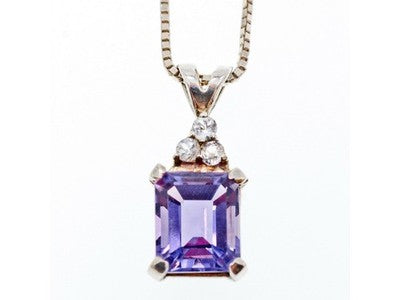925 Sterling Silver Purple Tourmaline & Goshenite Chain With Pendant