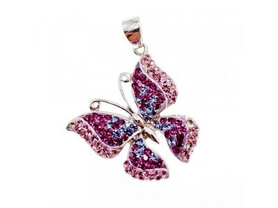 925 Sterling Silver Multicolor CZ "Butterfly" Pendant