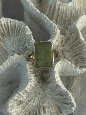 925 Sterling Silver Jade Nephrite Ring Size 6.5