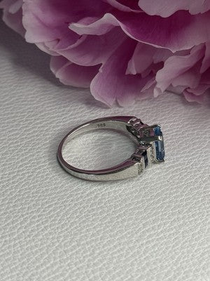 925 Sterling Silver Topaz Sapphire Beryl Ring Size 8