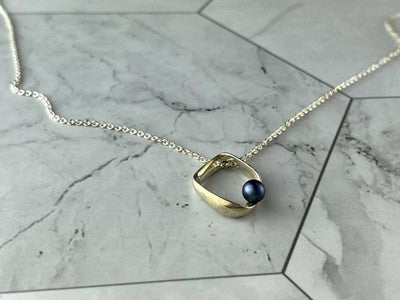 925 Sterling Silver Pearl Chain With Pendant Italy