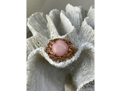 925 Sterling Silver Gold Plated Morganite "Passion" Ring Size 6.5