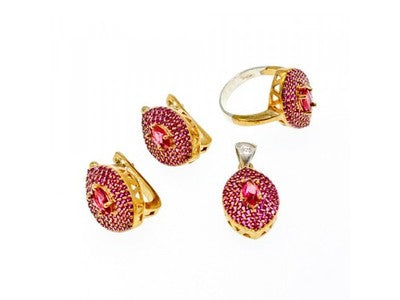 925 Sterling Silver with Gilding Rubellite Set