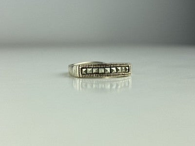 Vintage 925 Sterling Silver Marcasites Ring Size 5.5