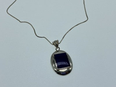 925 Sterling Silver Blue Enamel Chain With Pendant