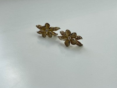 925 Sterling Silver Gold Plated CZ "Flowers" Earrings