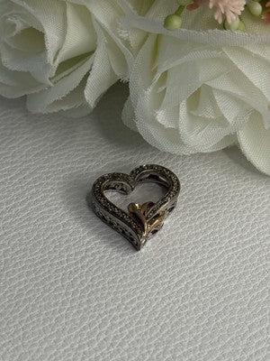 925 Sterling Silver White Topaz Heart Pendant Length 0.75 Inch