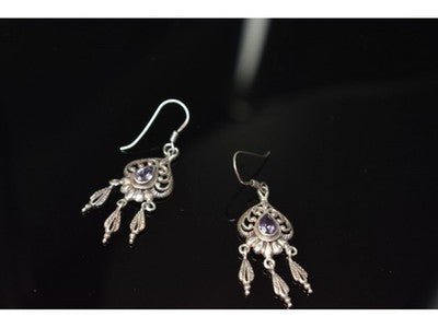 Vintage 925 Sterling Silver Amethyst Earrings