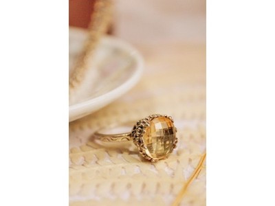 Vintage 925 Sterling Silver Yellow Tourmaline Ring Size 7