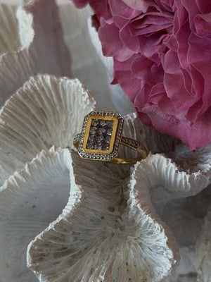 925 Sterling Silver Gold Plated Tanzanite & Beryl Ring Size 8