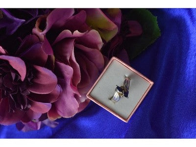 925 Sterling Silver Blue Spinel & CZ Ring Size 8