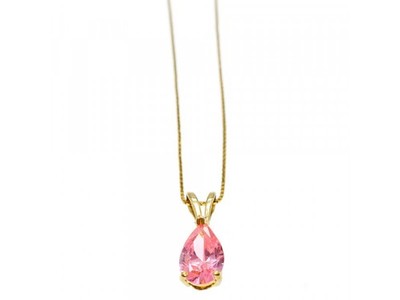 14 K Yellow Gold Morganite Chain With Pendant