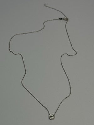 14K 585 WHITE GOLD DIAMOND 0.13 CARAT FASHION NECKLACE LENGTH 18/16 INCH