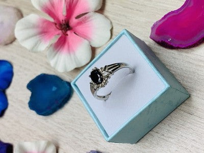 925 Sterling Silver Dark Blue Spinel Ring Size 6.5