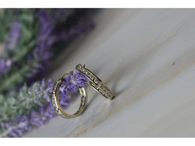 925 Sterling Silver Gold Plated CZ Earrings