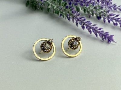 925 Sterling Silver Gold Plated CZ Earrings