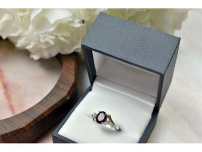 925 Sterling Silver Garnet & CZ Ring Size 6